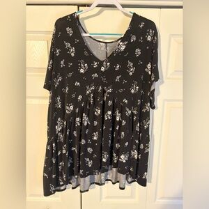 Lane Bryant Black and White Floral Tunic
